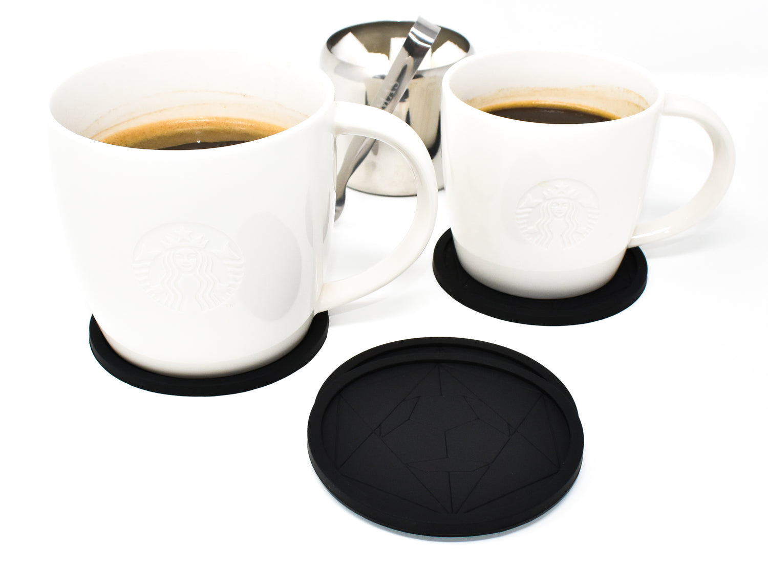 DIAMAS Geometric Black Coasters || Set of 4