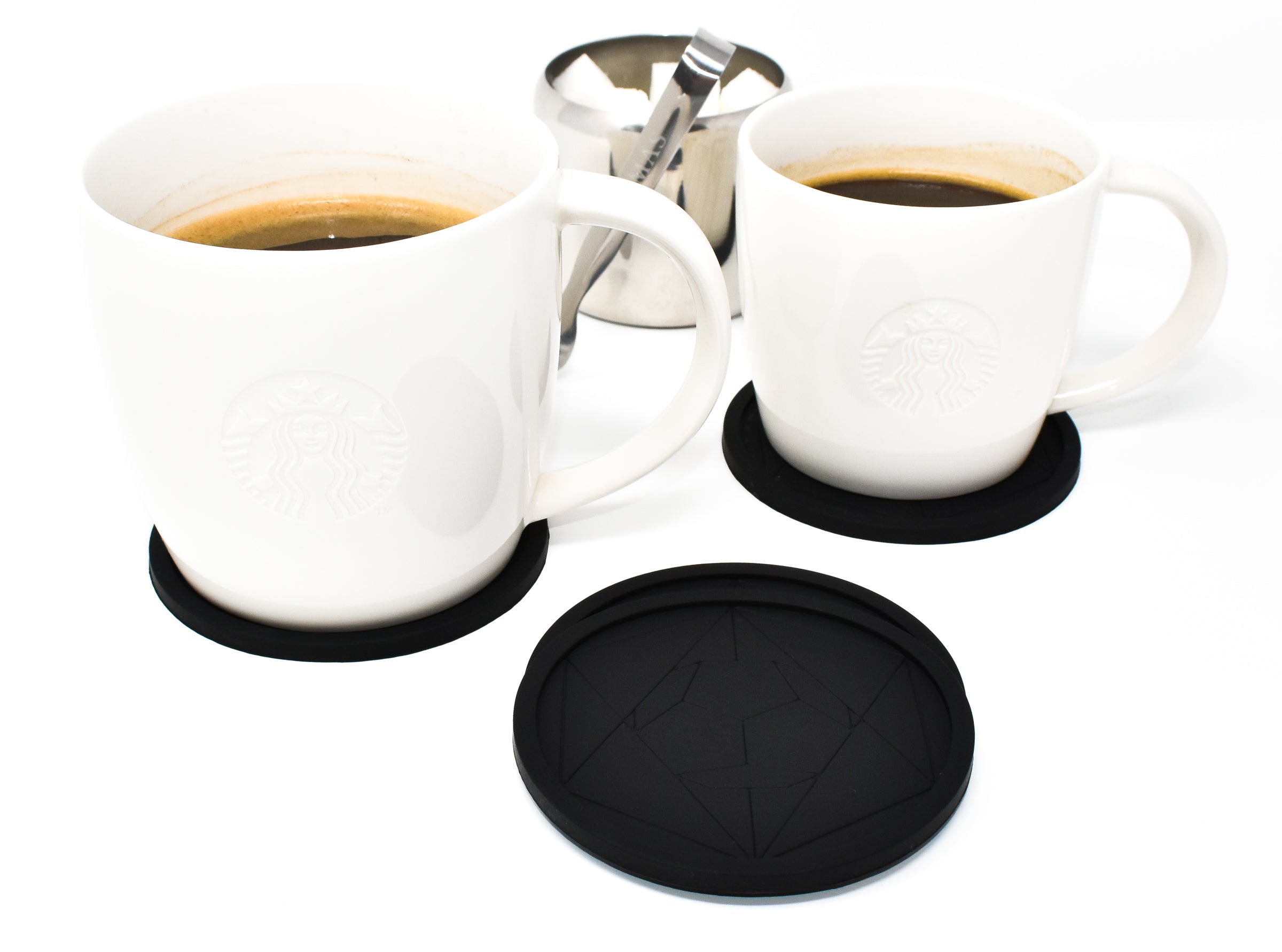 DIAMAS Geometric Black Coasters || Set of 4