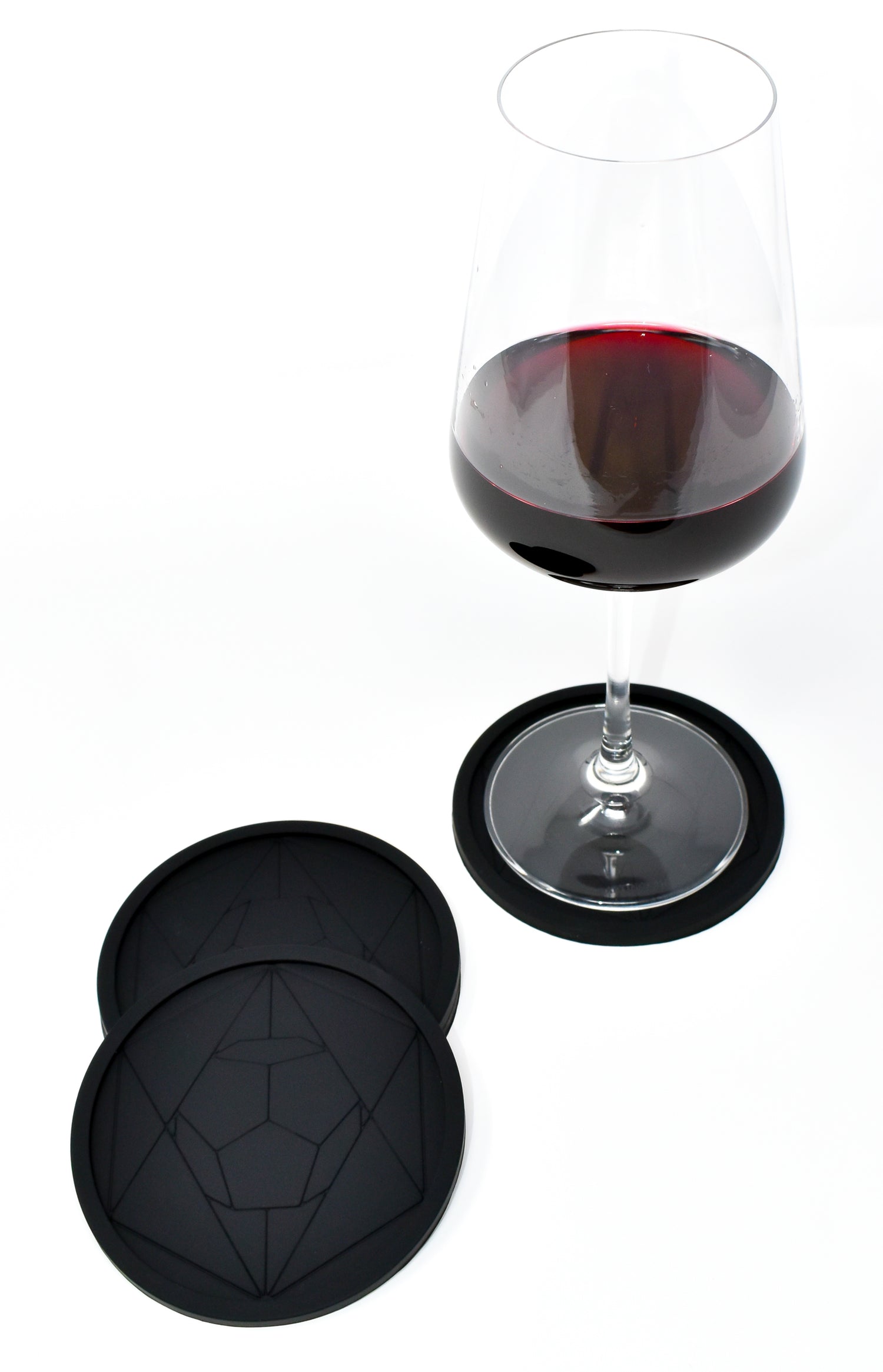 DIAMAS Geometric Black Coasters || Set of 4