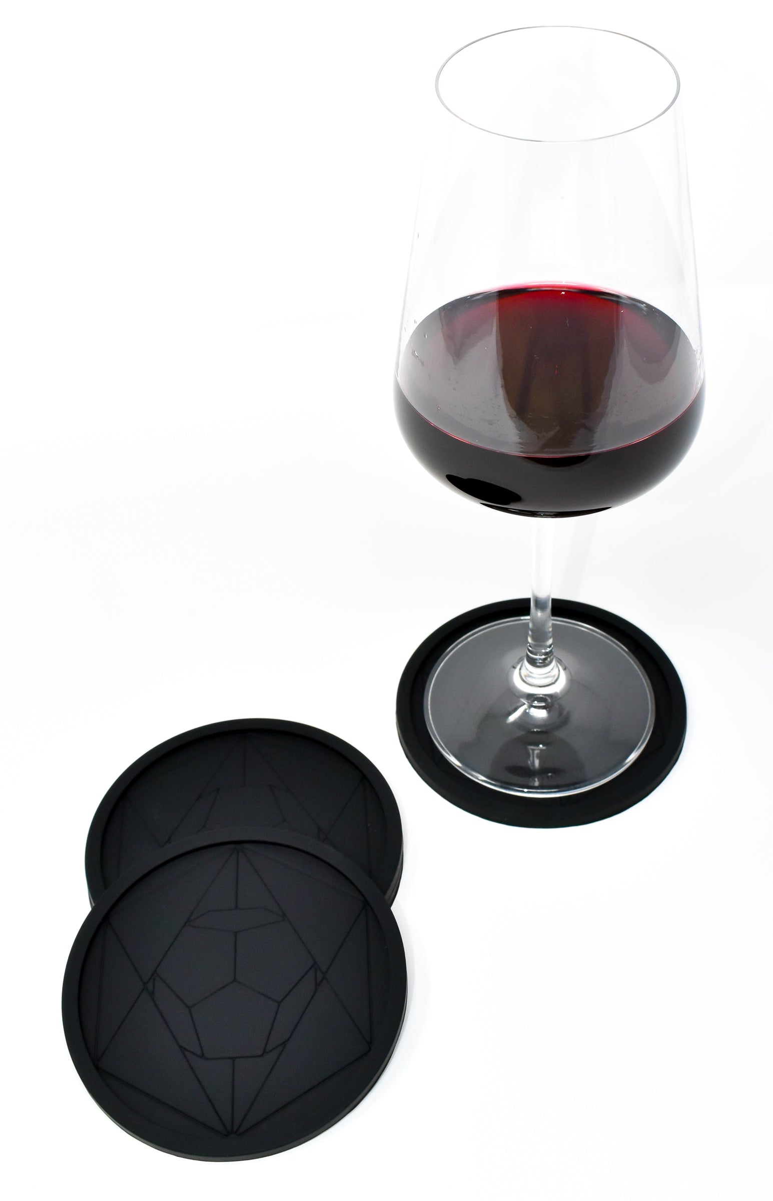 DIAMAS Geometric Black Coasters || Set of 4