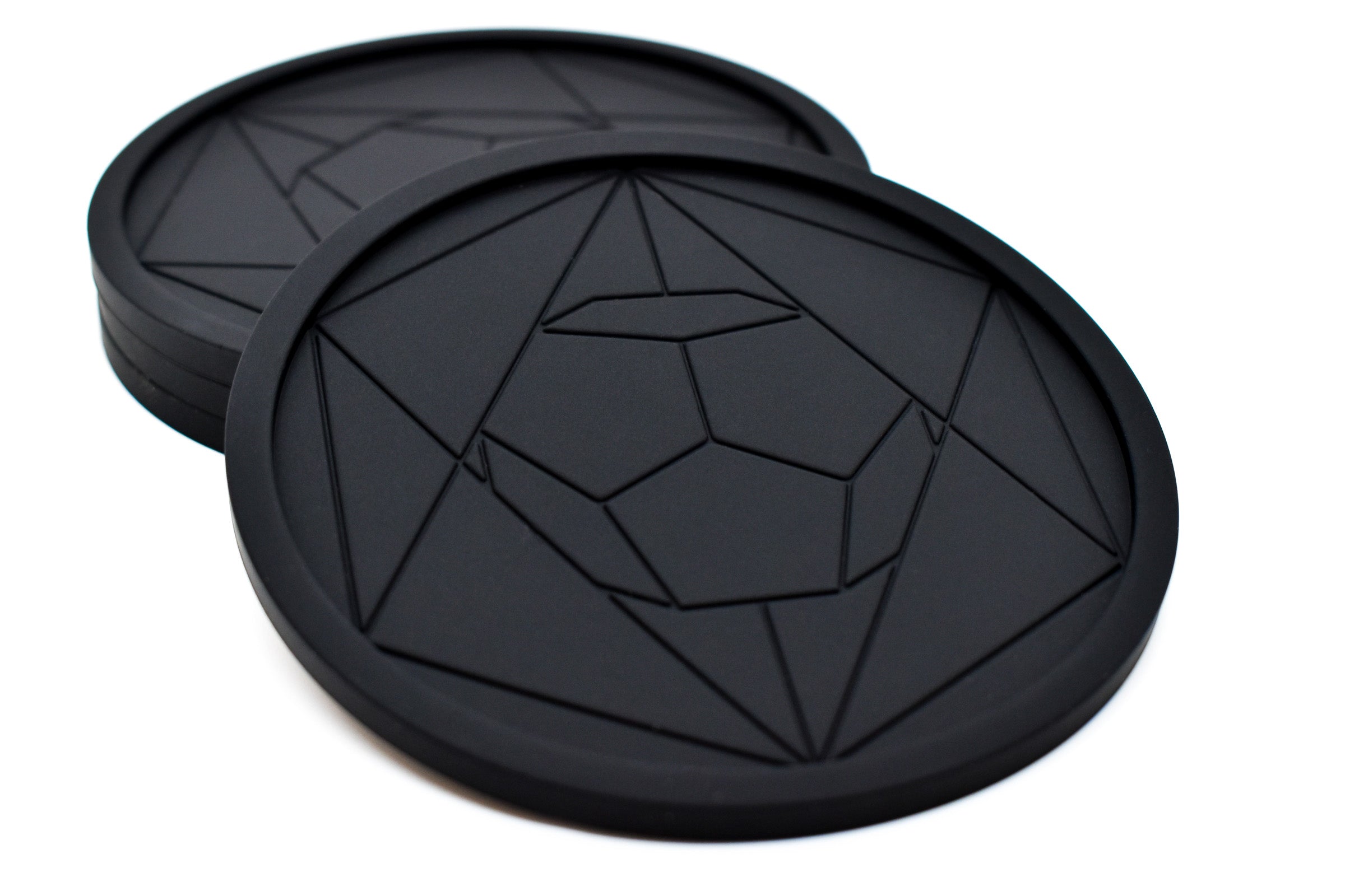DIAMAS Geometric Black Coasters || Set of 4