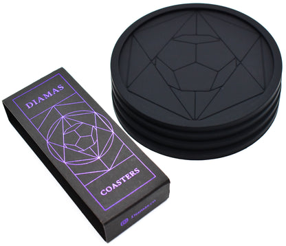 DIAMAS Geometric Black Coasters || Set of 4