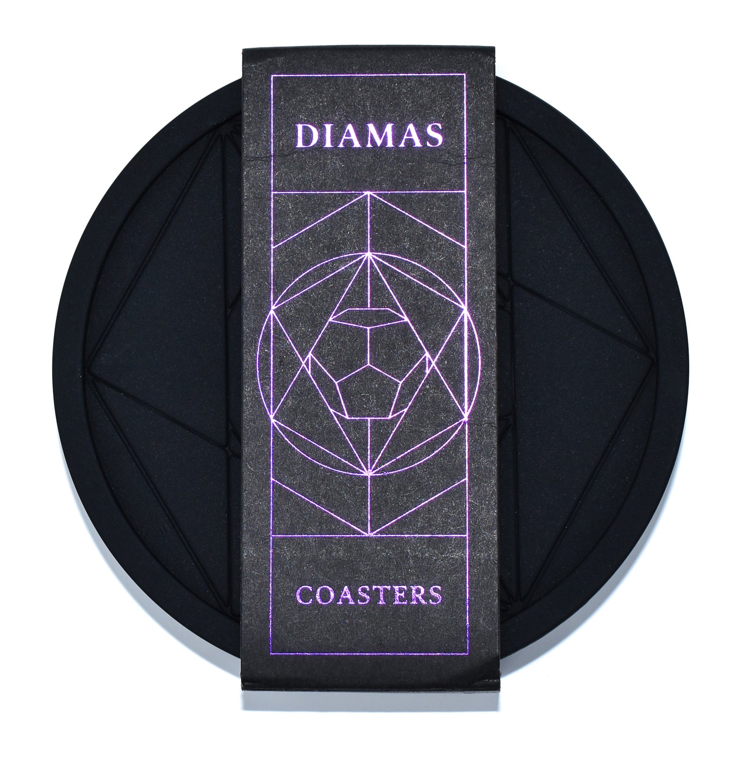 DIAMAS Geometric Black Coasters || Set of 4