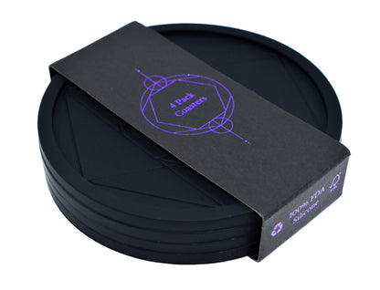 DIAMAS Geometric Black Coasters || Set of 4